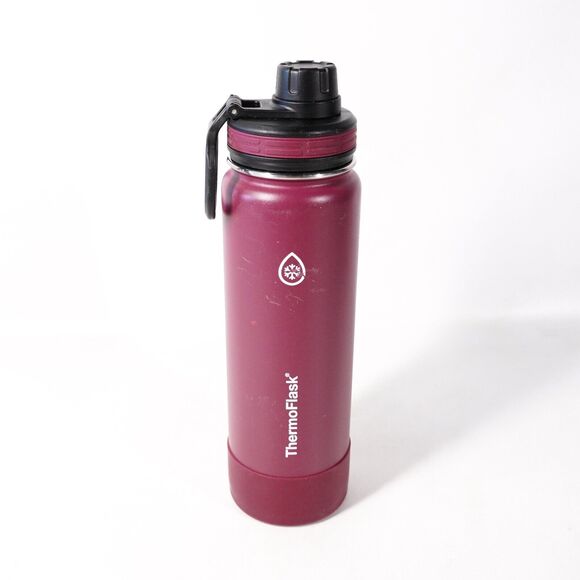 ThermoFlask 24oz Stainless Steel Vacuum Insulated Water Bottle Red Maroon w/ Lid - Picture 1 of 9